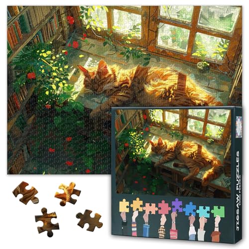 Orange Cat Puzzles, Eine Katze Schläft auf der Fensterbank Puzzles für Erwachsene 1000 Teile, DIY 1000-teiliges Puzzle mit Versteckten Bildern Herausforderung Familienaktivität Spiele Puzzle 70*50cm Orange Cat Puzzles, Eine Katze Schläft auf der Fensterbank Puzzles für Erwachsene 1000 Teile, DIY 1000-teiliges Puzzle mit Versteckten Bildern Herausforderung Familienaktivität Spiele Puzzle 70*50cm von TISHIRON