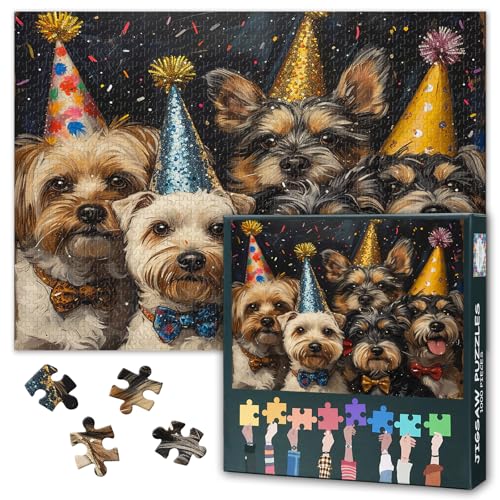 Puzzle, 1000 Teile, Hunde auf einer Feier, Party, Erwachsenenpuzzle, 1000 Teile, herausforderndes Puzzle, perfekt für Spielabende, pädagogisch, fertige Größe 50 x 70 cm Puzzle, 1000 Teile, Hunde auf einer Feier, Party, Erwachsenenpuzzle, 1000 Teile, herausforderndes Puzzle, perfekt für Spielabende, pädagogisch, fertige Größe 50 x 70 cm von TISHIRON