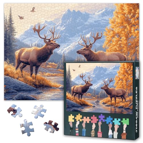 Puzzle 1000 Teile, Elch Erwachsene Puzzles, Naturlandschaft Puzzle 1000 Teile für Erwachsene, Der Elch in den Bergen Puzzle Herausforderndes Spiel Fertige Größe 50x70cm Puzzle 1000 Teile, Elch Erwachsene Puzzles, Naturlandschaft Puzzle 1000 Teile für Erwachsene, Der Elch in den Bergen Puzzle Herausforderndes Spiel Fertige Größe 50x70cm von TISHIRON