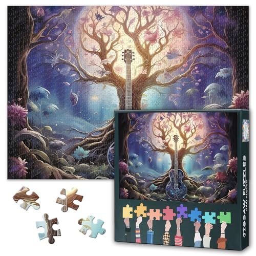 Puzzle 1000 Teile Erwachsene Fantasie Baum - Herausfordernde Familienpuzzle Gitarre, 70 x 50 cm Puzzle Spiel Wald und Mond, Puzzlespiel für Frauen Heimdekoration Puzzle 1000 Teile Erwachsene Fantasie Baum - Herausfordernde Familienpuzzle Gitarre, 70 x 50 cm Puzzle Spiel Wald und Mond, Puzzlespiel für Frauen Heimdekoration von TISHIRON