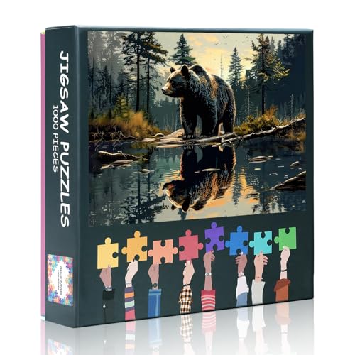 Puzzle 1000 Teile für Erwachsene Bärenpuzzles für Erwachsene Tierpuzzle 1000 Teile Erwachsenenpuzzle 69,8 x 50 cm - Ein Bär steht im See von TISHIRON