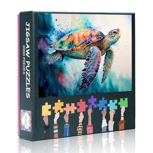 Puzzle für Erwachsene, 1000 Meeresschildkröten, Ozeantiere, 1000-teiliges Puzzle für Erwachsene, Lernspiele, Heimdekoration, herausforderndes Puzzle, Geschenk, Größe 50 x 69,8 cm von TISHIRON