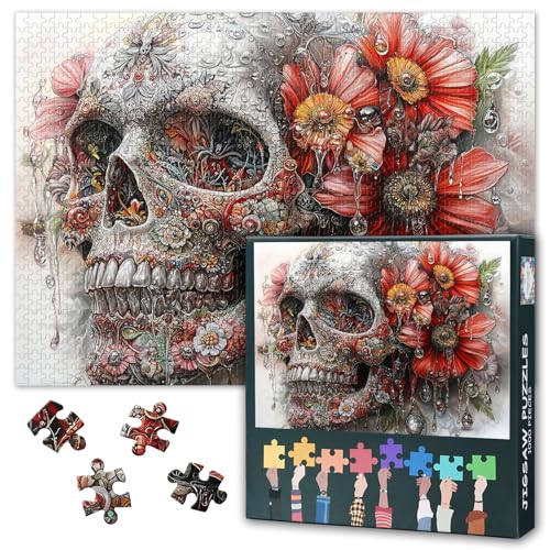 Schädel mit Blumen 1000-Teile-Puzzle für Erwachsene: Farbiger Schädel – Puzzles 1000 Teile, Anspruchsvolles Puzzle 1000 Teile für Wohnkultur, Stressabbau und Familienspaß 20X27 INCH Schädel mit Blumen 1000-Teile-Puzzle für Erwachsene: Farbiger Schädel – Puzzles 1000 Teile, Anspruchsvolles Puzzle 1000 Teile für Wohnkultur, Stressabbau und Familienspaß 20X27 INCH von TISHIRON