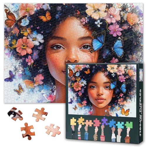 Schmetterling Erwachsene Puzzles 1000 Stück, Krone Afrikanische Frau Puzzle, Erwachsene Puzzle, Puzzles-Spiele oder Spielzeug für ältere Freunde 50X70CM Schmetterling Erwachsene Puzzles 1000 Stück, Krone Afrikanische Frau Puzzle, Erwachsene Puzzle, Puzzles-Spiele oder Spielzeug für ältere Freunde 50X70CM von TISHIRON