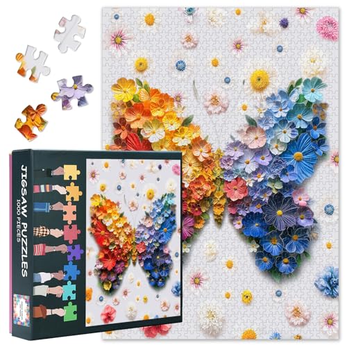 Schmetterlingspuzzles, Bunte Blumen-Schmetterlingspuzzles für Erwachsene, 1000 Teile, DIY-Puzzle mit 1000 Teilen und versteckten Bildern, Herausforderung Familienaktivität Spiele Puzzle 70 x 50 cm Schmetterlingspuzzles, Bunte Blumen-Schmetterlingspuzzles für Erwachsene, 1000 Teile, DIY-Puzzle mit 1000 Teilen und versteckten Bildern, Herausforderung Familienaktivität Spiele Puzzle 70 x 50 cm von TISHIRON