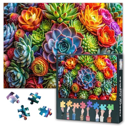 Sukkulente – Lebendige, farbenfrohe Sukkulentenblüten in einem üppigen Blumenstrauß-Arrangement – 1000-teiliges Puzzle für Erwachsene – Anspruchsvolles Puzzle, Fertige Größe: 20X27 inch Sukkulente – Lebendige, farbenfrohe Sukkulentenblüten in einem üppigen Blumenstrauß-Arrangement – 1000-teiliges Puzzle für Erwachsene – Anspruchsvolles Puzzle, Fertige Größe: 20X27 inch von TISHIRON