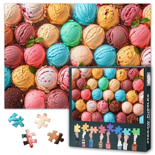 Verschiedene Eiskugeln – Puzzle für Erwachsene, 1000 Teile, Bunte Eissorten in verschiedenen Geschmacksrichtungen, Lustiges Puzzle für Erwachsene und Familien – Fertige Größe: 20x27 inch Verschiedene Eiskugeln – Puzzle für Erwachsene, 1000 Teile, Bunte Eissorten in verschiedenen Geschmacksrichtungen, Lustiges Puzzle für Erwachsene und Familien – Fertige Größe: 20x27 inch von TISHIRON