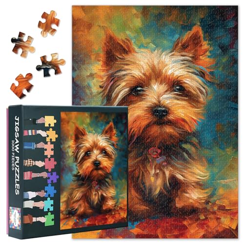 Yorkshire Terrier Puzzles für Erwachsene 1000 Teile Hundeporträt Puzzle für Erwachsene Jigsaw Puzzles 1000 Teile Unmöglich Schwierig Herausforderndes Familienpuzzle von TISHIRON