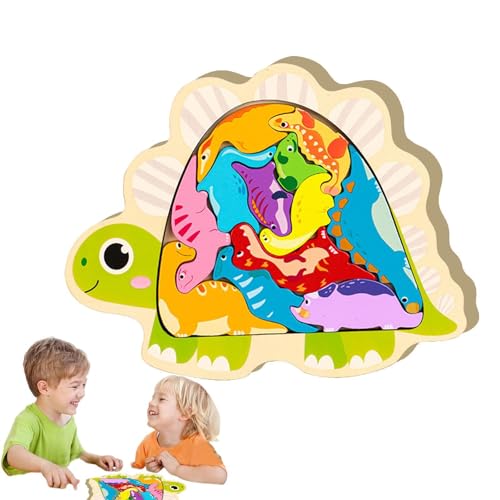 TISSAC Kinder-Puzzle mit Alien-Tier aus Holz, pädagogisches Früherziehungs-Cartoon-Tier-Transport-Dinosaurier-Puzzle-Spielzeug-Geschenk, Tier-Holzpuzzle, niedliches Cartoon-Tier-Puzzle von TISSAC