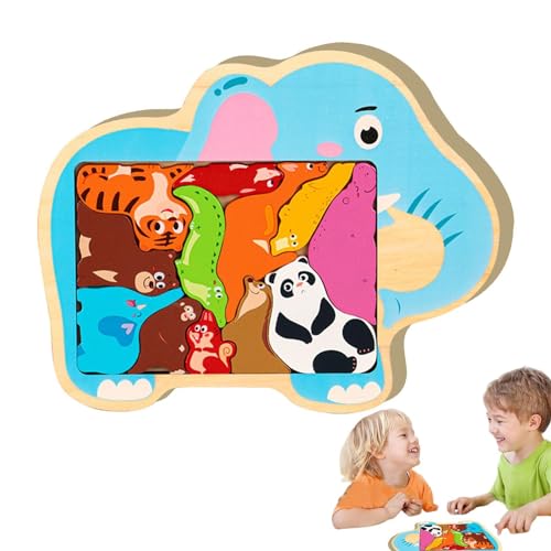 TISSAC Xianghaoshun Kinder-Puzzle mit Alien-Tier aus Holz, pädagogisches Früherziehungs-Cartoon-Tier-Transport-Dinosaurier-Puzzle-Spielzeug-Geschenk, Tier-Holzpuzzle, niedliches Cartoon-Tier-Puzzle von TISSAC