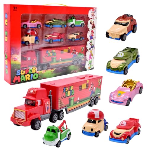 TIUASHR Car Spielzeugauto, 7 Stück Transporter Spielzeug Auto Spielzeug Set Mini Die Cast Spielzeugautos Pull Back Autos Kleine Fahrzeuge Spielzeugauto Mini Cars Spielzeug Geschenk für Kinder von TIUASHR