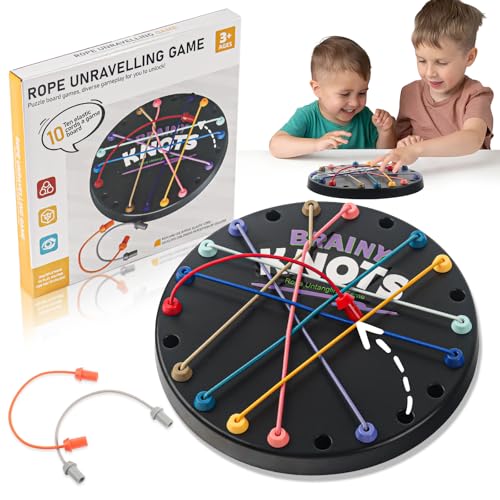 Brainy Knots Rope Untangling Puzzle-Brettspiel, Rope Challenge Logic Spiel, Brainy Knots Seil-Entwirrungsspiel, Strategiespiel für Kinder ab 3 Jahre, Familienspiele für Kinder und Erwachsene von TIVUNORON