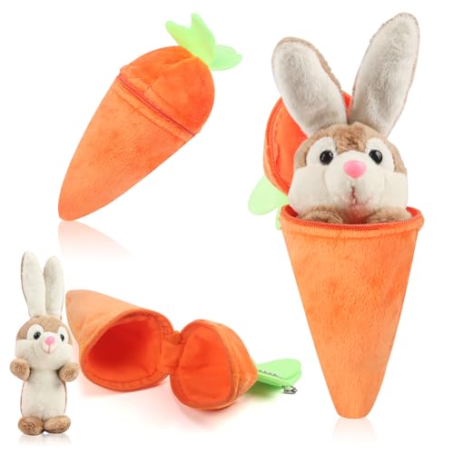 Hase Karotte Kuscheltier, 2er-Set Ostern Hase Plüschtier, Wendbarer Karottenhase, 18cm Anhänger Plüschhase mit Karotte, Plüschtier & Anhänger für Kinder & Erwachsene, Ostern Geschenk für Mädchen von TIVUNORON