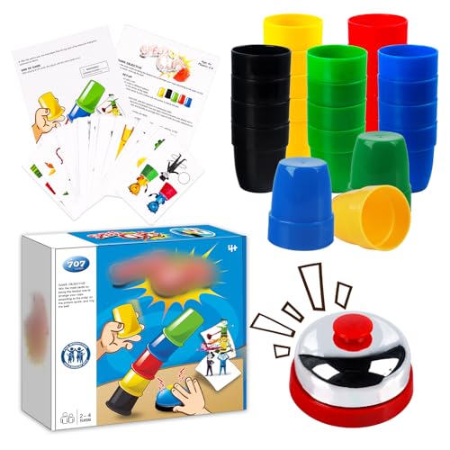 Sport Stapelbecher Geschicklichkeitsspiel, Sport Stacks Cups, Kinder und Erwachsene Stapelbecherspiel mit 20 Stacks Cups, 54 Karten und 1 Klingel Anrufen, Training Becher Stapeln, Lernspielzeug von TIVUNORON