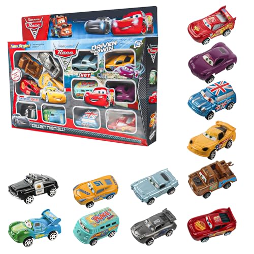 TIVUNORON 12Pcs Lightning Car Spielzeug, Spielzeugauto Set, Mini Racers Jungen Spielzeug, Cartoon Auto Set, Geburtstag Party Überraschung, Geschenk für Kinder ab 3 Jahren von TIVUNORON