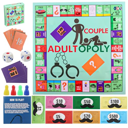 TIVUNORON Adult Opoly Brettspiel, Couple Adult Opoly, Paarspiele für Erwachsene, Monopoly für Erwachsene, Brettspiel zum Aufheizen der Gefühle, Nacht Date Kartenspielfür Erwachsene Paare von TIVUNORON