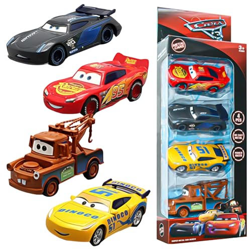 TIVUNORON Car Spielzeugauto Set, 4 Stück Auto Spielzeug, Kinder Lightning Cars Auto Set, Fahrzeuge Spielzeug Kinder, Kinderidee Kleine Autos Toy, Geschenk für Jungen und Mädchen von TIVUNORON