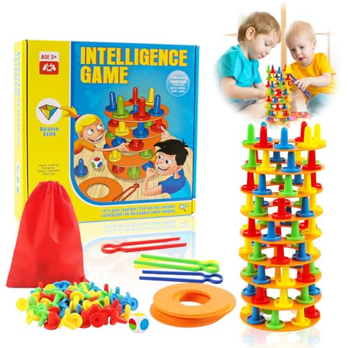 TIVUNORON Balance Turm Stapelspiel, Montessori-Kinderspiel zum Turmbrechen, Wackelturm Feinmotorik-Bausteine, Familienfeier Brettspiel für Kinder und Erwachsene, Geschenke für Jungen Mädchen TIVUNORON Balance Turm Stapelspiel, Montessori-Kinderspiel zum Turmbrechen, Wackelturm Feinmotorik-Bausteine, Familienfeier Brettspiel für Kinder und Erwachsene, Geschenke für Jungen Mädchen von TIVUNORON