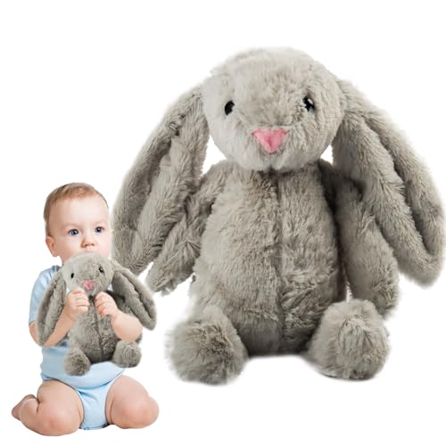 TIVUNORON Hase Kuscheltier, 28cm Ostern Kaninchen Plüschtier, Bunny Plush Plüsch, Flauschiges Weich Kaninchen Spielzeug, Ostern Hase Kuscheltier Geburtstag Geschenk für Kinder(Hellgrau) von TIVUNORON