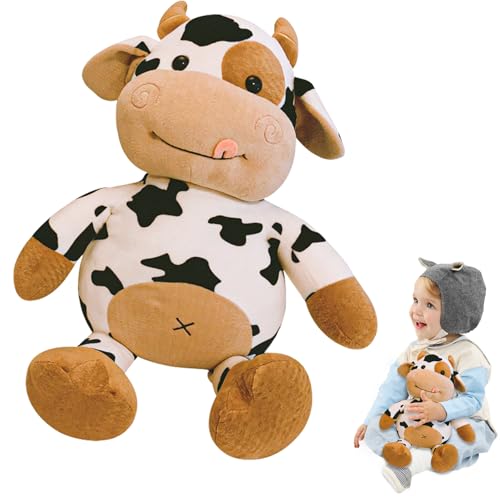 TIVUNORON Kuh Kuscheltier, Kuh Flauschiges Stofftier, Niedliches PlüSchkuh-Spielzeug, zum Spielen und Kuscheln, Cartoon Tiere Kuscheltier für Erwachsene und Kinder Geschenke (35CM) von TIVUNORON