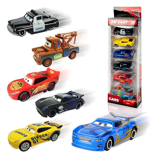 TIVUNORON Mini Auto Set, 6Pcs Pull Back Cars Spielzeug, Mini Mc-Q-ueen Car Spielzeug Set für Kinder, Kinder Spielzeugautos, Auto Cars Spielzeug zum Zurückziehen Geschenk für Jungen und Mädchen von TIVUNORON