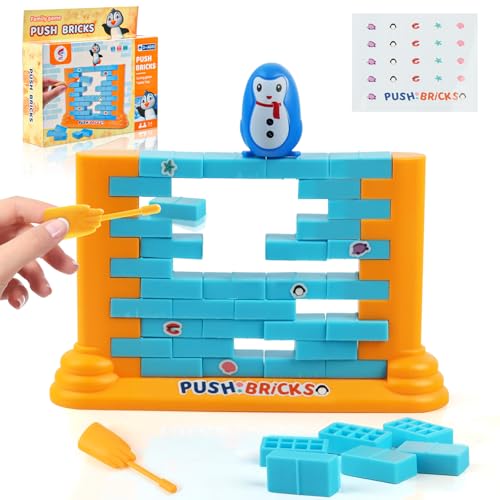 TIVUNORON Pinguin Wand Spiel, Pinguin Block Spiel, Pinguin Wackelturm Stapelspiel, Puzzle-Stapelspiele für Kinder, Pädagogische Familie Brettspiel, für Kinderpartys und Eltern-Kind-Interaktion von TIVUNORON