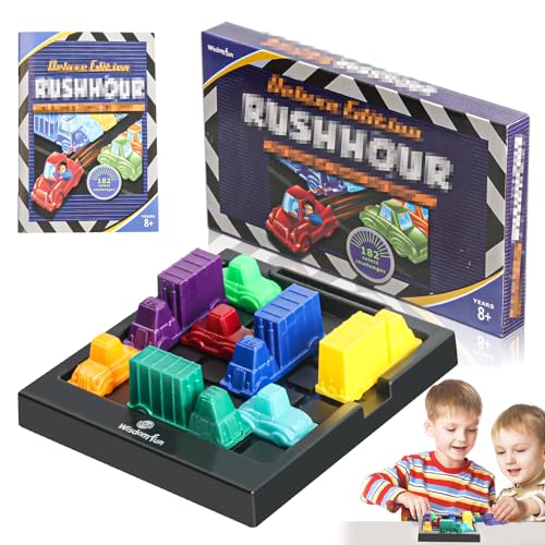 TIVUNORON Rush Hour Spiel, Denken Logik Puzzle Spiele, Tragbares Stauspiel mit 182 Levels, Junior Knobelspiel, Brettspiele, Fördert Problemlösung und Geduld, Familienspiel für Kinder ab 6 Jahren von TIVUNORON