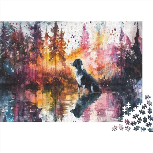 Australischer Schäferhund Puzzle Hain Lernspiel 1000 Teile Stressabbau-Spielzeug Holzpuzzles PuzzlePädagogisches Für Erwachsene Kinder 1000pcs (75x50cm) von TJLROUVNK