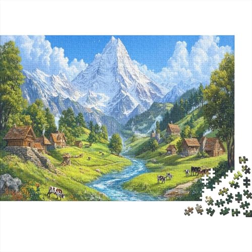 Berge und Flüsse Puzzle Schnee Berg Lernspiel 1000 PCS Geschicklichkeitsspiel Holzpuzzles PuzzlePädagogisches Für Erwachsene 1000pcs (75x50cm) von TJLROUVNK