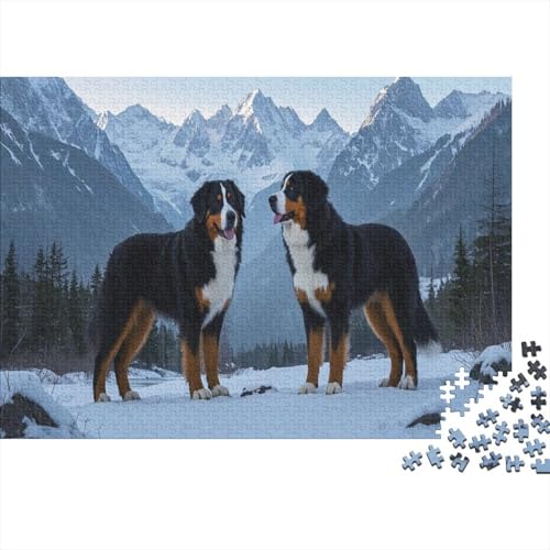 Bernese Mountain Hund Puzzle Schnee Berg Buntes Legespiel 1000 Teile Geschicklichkeitsspiel Holzpuzzles PuzzlePädagogisches Für Erwachsene Kinder 1000pcs (75x50cm) von TJLROUVNK