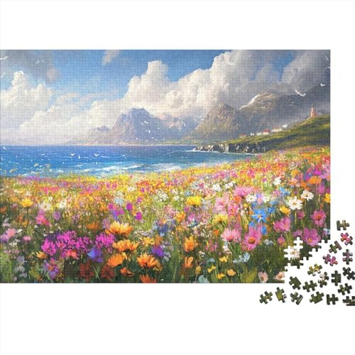 Blumen Puzzle Meer Buntes Legespiel 1000 Teile Stressabbau-Spielzeug Holzpuzzles PuzzlePädagogisches Für Erwachsene Kinder 1000pcs (75x50cm) von TJLROUVNK