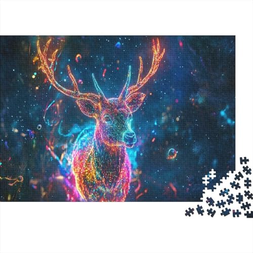 Bunte Hirsche Puzzle Neonlampe Lernspiel 1000 PCS Geschicklichkeitsspiel Holzpuzzles PuzzlePädagogisches Für Die Ganze Familie 1000pcs (75x50cm) von TJLROUVNK