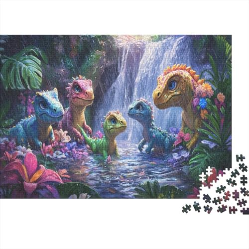 CKunstoon Dinosaurierier Puzzle Wasserfall Buntes Legespiel 1000 Teile Geschicklichkeitsspiel Holzpuzzles PuzzlePädagogisches Für Erwachsene Und Kinder Ab 14 Jahren 1000pcs (75x50cm) von TJLROUVNK