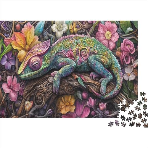 Chamäleon Puzzle Blumen Lernspiel 1000-teilige Herausforderungsspielzeug Holzpuzzles PuzzlePädagogisches Für Erwachsene Kinder 1000pcs (75x50cm) von TJLROUVNK