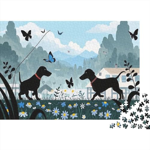 Dachshund Puzzle Schmetterling Lernspiel 1000 PCS Stressabbau-Spielzeug Holzpuzzles PuzzlePädagogisches Für Erwachsene Und Kinder Ab 14 Jahren 1000pcs (75x50cm) von TJLROUVNK