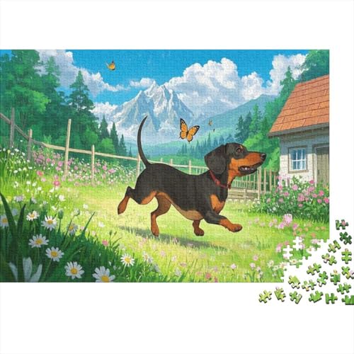 Dachshund Puzzle Schnee Berg Buntes Legespiel 1000 Teile Herausforderungsspielzeug Holzpuzzles PuzzlePädagogisches Für Erwachsene Kinder 1000pcs (75x50cm) von TJLROUVNK