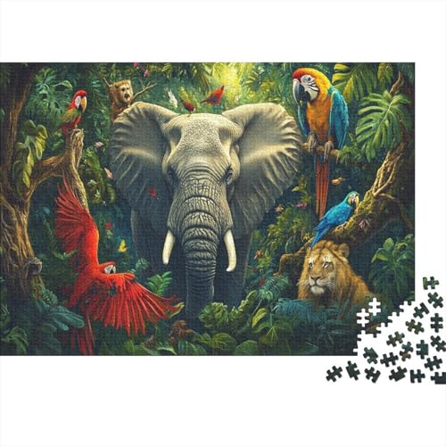 Elefant Puzzle Dschungeltiere Lernspiel 1000-teilige Geschicklichkeitsspiel Holzpuzzles PuzzlePädagogisches Für Erwachsene Kinder 1000pcs (75x50cm) von TJLROUVNK