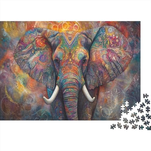 Elefant Puzzle Kunstistic Style Lernspiel 1000-teilige Herausforderungsspielzeug Holzpuzzles PuzzlePädagogisches Für Die Ganze Familie 1000pcs (75x50cm) von TJLROUVNK