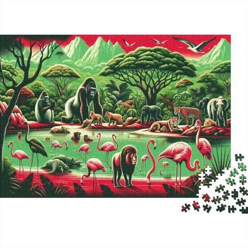 Flamingos Puzzle Dschungeltiere Lernspiel 1000 PCS Stressabbau-Spielzeug Holzpuzzles PuzzlePädagogisches Für Die Ganze Familie 1000pcs (75x50cm) von TJLROUVNK