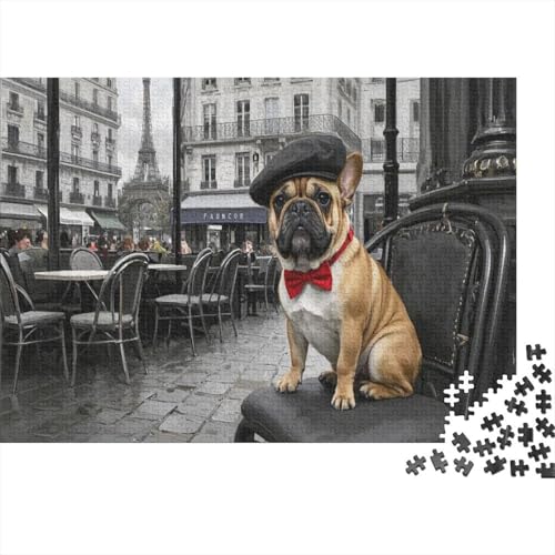 French BULLHund Puzzle Eiffelturm Lernspiel 1000-teilige Herausforderungsspielzeug Holzpuzzles PuzzlePädagogisches Für Die Ganze Familie 1000pcs (75x50cm) von TJLROUVNK