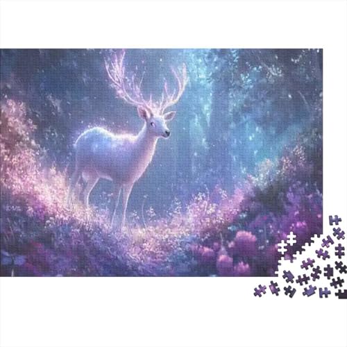 Glowing White Hirsch Puzzle Hymne Buntes Legespiel 1000 Teile Stressabbau-Spielzeug Holzpuzzles PuzzlePädagogisches Für Erwachsene 1000pcs (75x50cm) von TJLROUVNK