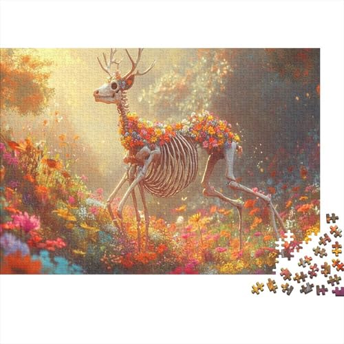 Hirschschädel Puzzle Sonnenlicht Lernspiel 1000 Teile Geschicklichkeitsspiel Holzpuzzles PuzzlePädagogisches Für Erwachsene 1000pcs (75x50cm) von TJLROUVNK