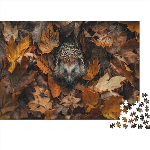 Igel Puzzle gefallene Blätter Buntes Legespiel 1000 Teile Stressabbau-Spielzeug Holzpuzzles PuzzlePädagogisches Für Erwachsene 1000pcs (75x50cm) von TJLROUVNK