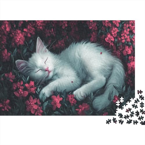 Katzen Puzzle Blumens Lernspiel 1000-teilige Herausforderungsspielzeug Holzpuzzles PuzzlePädagogisches Für Die Ganze Familie 1000pcs (75x50cm) von TJLROUVNK