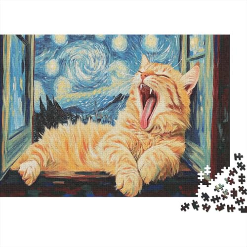 Katzen Puzzle Ölgemälde Style Lernspiel 1000-teilige Geschicklichkeitsspiel Holzpuzzles PuzzlePädagogisches Für Die Ganze Familie 1000pcs (75x50cm) von TJLROUVNK