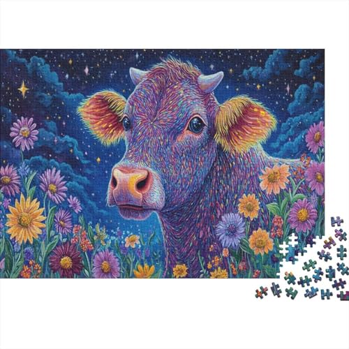 Kuh Puzzle Pointillismus-Stil Buntes Legespiel 1000 Teile Herausforderungsspielzeug Holzpuzzles PuzzlePädagogisches Für Erwachsene Kinder 1000pcs (75x50cm) von TJLROUVNK