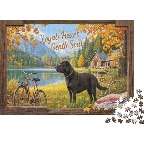 Labrador Puzzle Vintage Fotorahmen Lernspiel 1000-teilige Stressabbau-Spielzeug Holzpuzzles PuzzlePädagogisches Für Die Ganze Familie 1000pcs (75x50cm) von TJLROUVNK