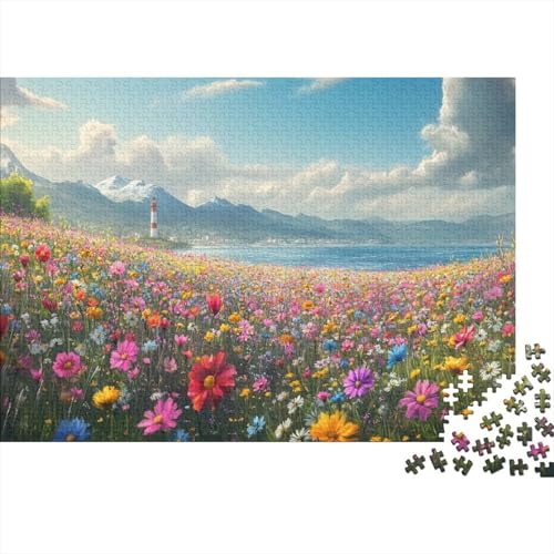 Leuchtturm Puzzle Blumen Buntes Legespiel 1000-teilige Geschicklichkeitsspiel Holzpuzzles PuzzlePädagogisches Für Erwachsene 1000pcs (75x50cm) von TJLROUVNK