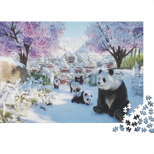 Pandas Puzzle Schneeszene Lernspiel 1000 PCS Herausforderungsspielzeug Holzpuzzles PuzzlePädagogisches Für Erwachsene Kinder 1000pcs (75x50cm) von TJLROUVNK