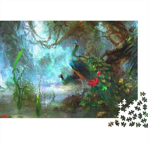 Pfau Puzzle Bach Lernspiel 1000 Teile Stressabbau-Spielzeug Holzpuzzles PuzzlePädagogisches Für Die Ganze Familie 1000pcs (75x50cm) von TJLROUVNK